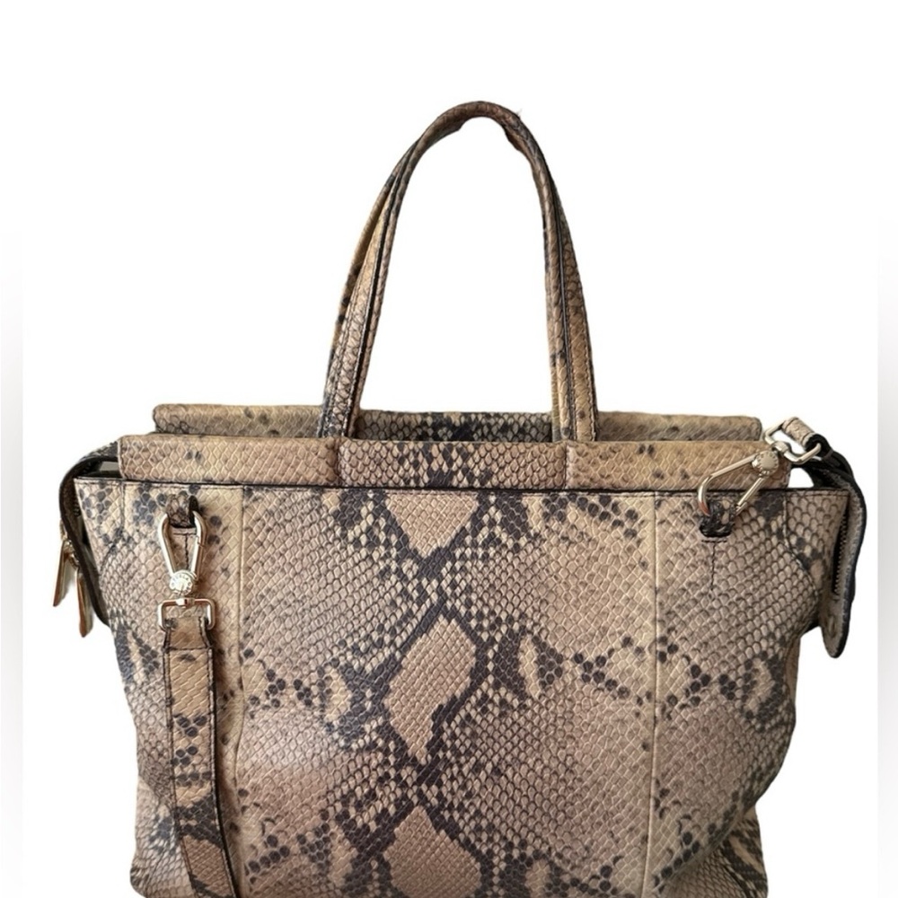 Furla Python Embossed Leather Top Zip Two Way Bag… - image 2